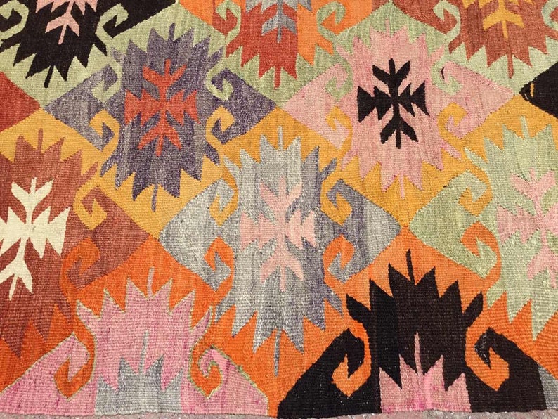 Vintage turkkilainen Kilim matto 285cm x 173cm villapuuvilla