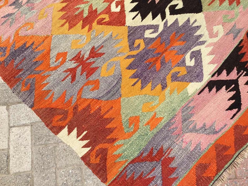 Vintage turkkilainen Kilim matto 285cm x 173cm villapuuvilla