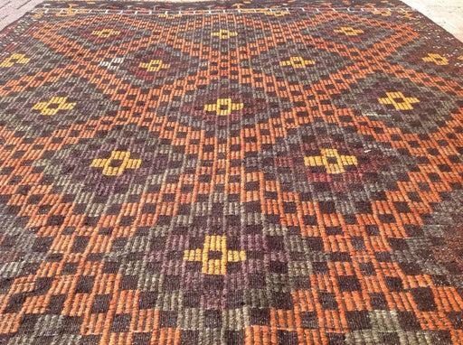 Vintage Turkse Kilim -vloerkleed 285 cm x 210 cm wollen geitenhaar