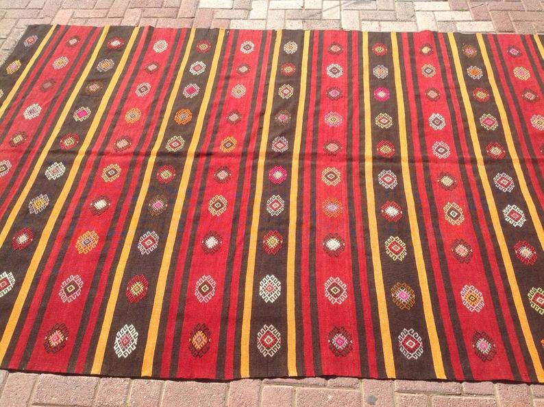 Vintage Turkish Kilim Rug 287cm x 190cm 50 Years Old