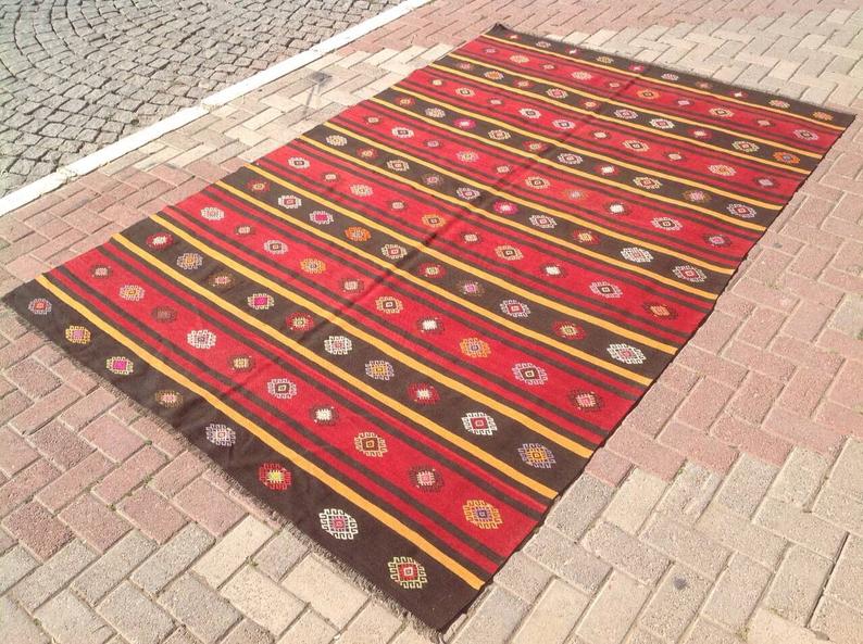 Vintage Turkish Kilim Rug 287cm x 190cm 50 Years Old