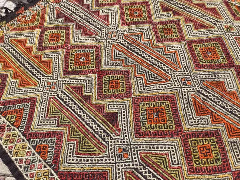 Tappeto Kilim turco vintage 291 x 168 cm in lana di capra