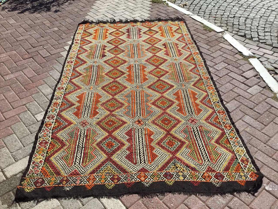 Tappeto Kilim turco vintage 291 x 168 cm in lana di capra