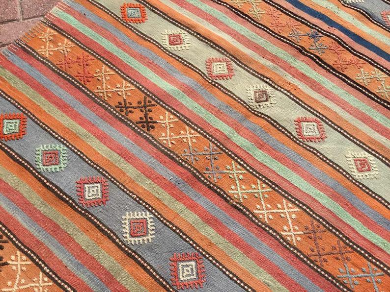 Vintage turkkilainen Kilim matto 292cm x 162cm villapuuvilla