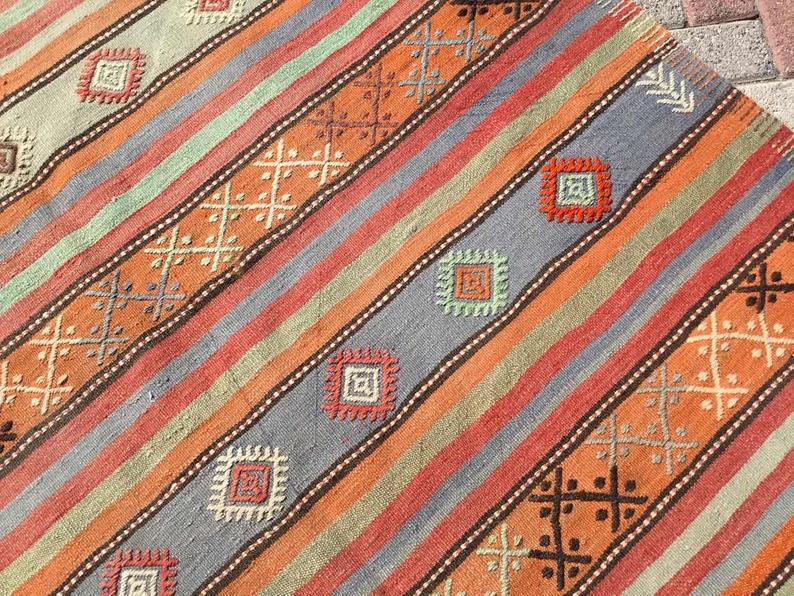 Vintage turkkilainen Kilim matto 292cm x 162cm villapuuvilla