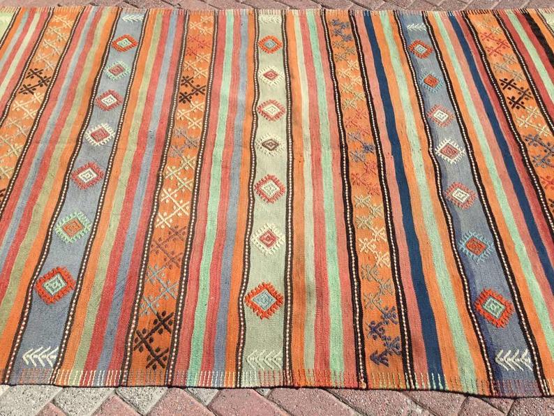 Vintage turkkilainen Kilim matto 292cm x 162cm villapuuvilla