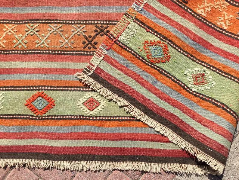 Vintage turkkilainen Kilim matto 292cm x 162cm villapuuvilla