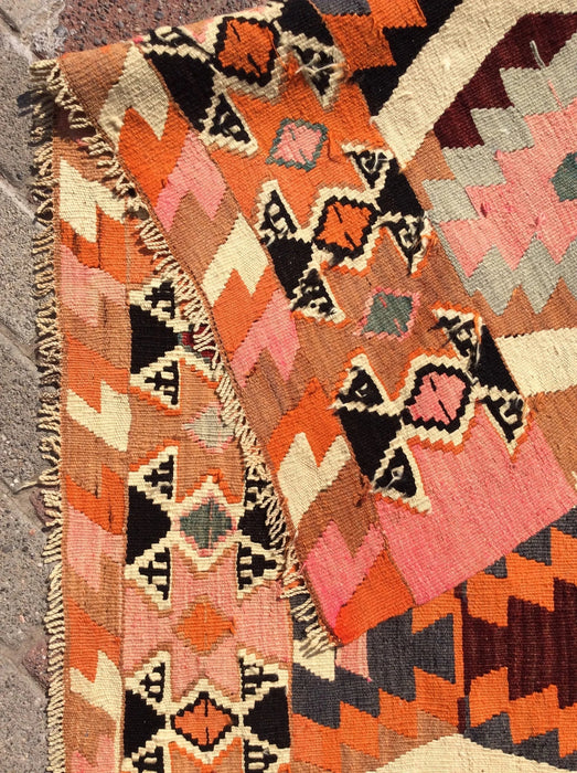 Tappeto Kilim turco vintage 293 cm x 135 cm in lana fatto a mano