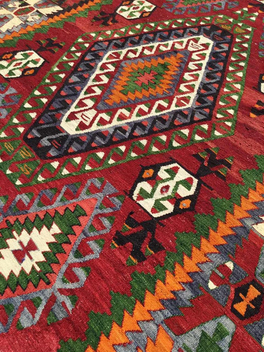 Vintage turkkilainen Kilim matto 293cm x 187cm 60 vuotta vanha