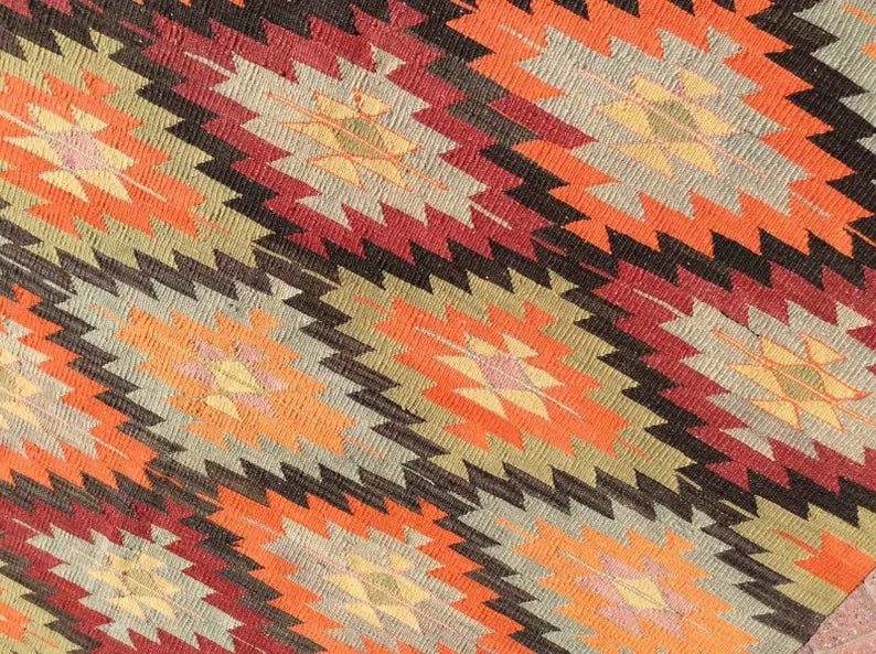 Vintage Turkish Kilim -matto 294cm x 174cm käsin kehrätty villa