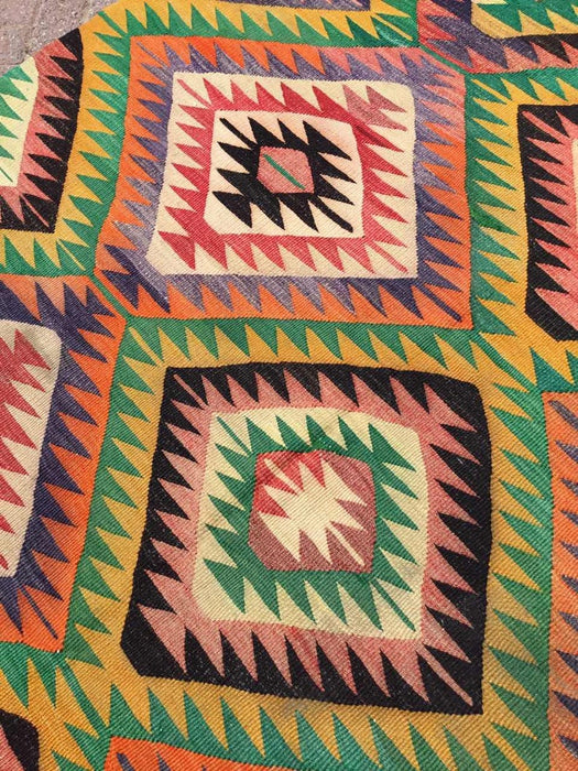 Vintage turkkilainen Kilim matto 294cm x 197cm käsin kehrätty villa