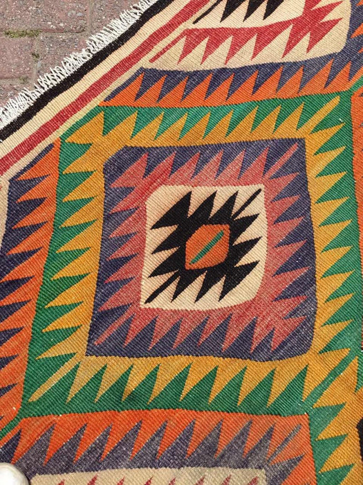 Vintage turkkilainen Kilim matto 294cm x 197cm käsin kehrätty villa