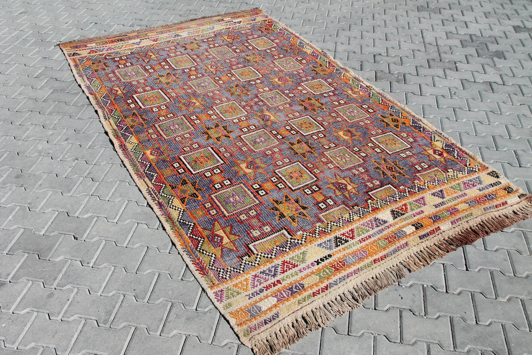 Vintage turkkilainen Kilim matto 295cm x 177cm villapuuvilla