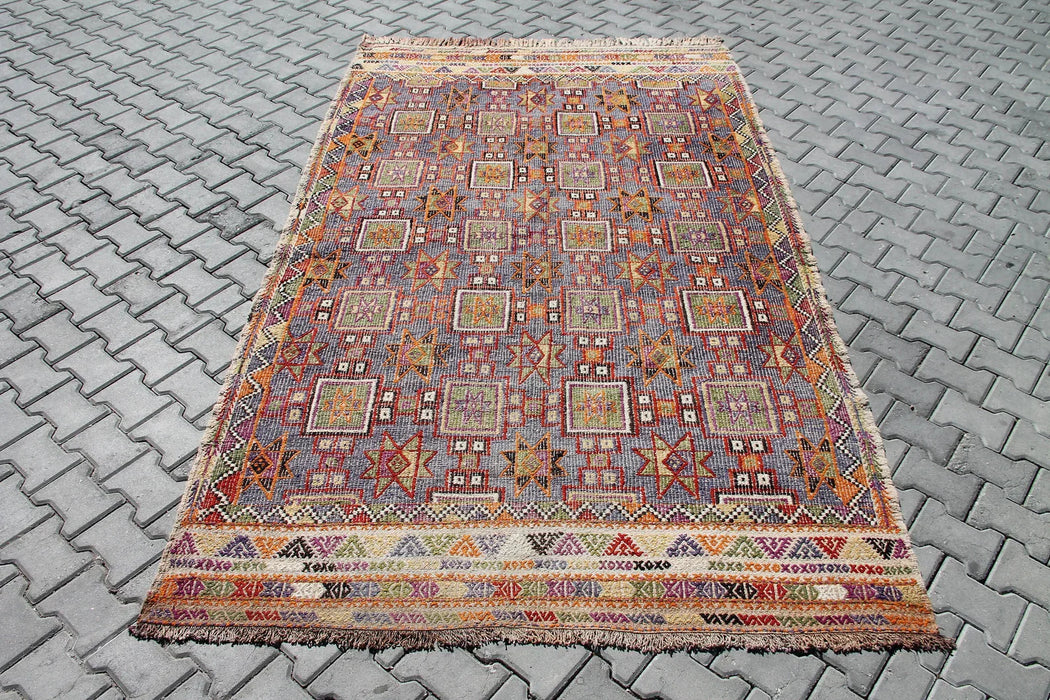 Vintage turkkilainen Kilim matto 295cm x 177cm villapuuvilla