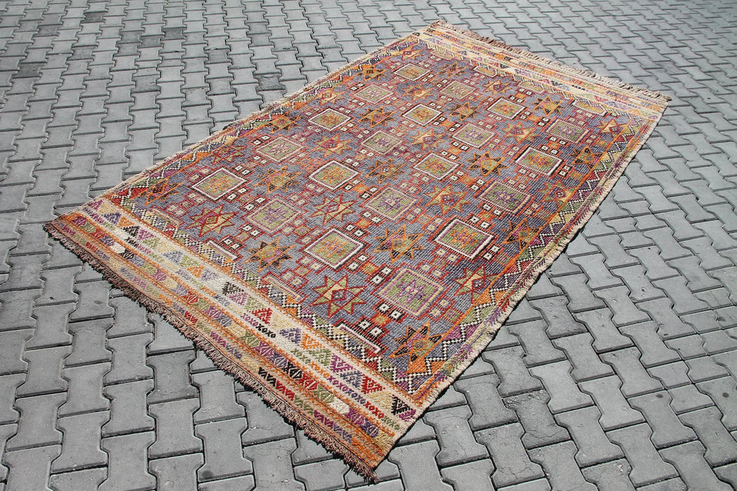 Vintage turkkilainen Kilim matto 295cm x 177cm villapuuvilla