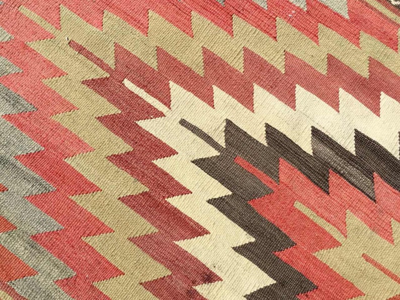 Vintage turkkilainen Kilim matto 295cm x 201cm käsin kehrätty villa