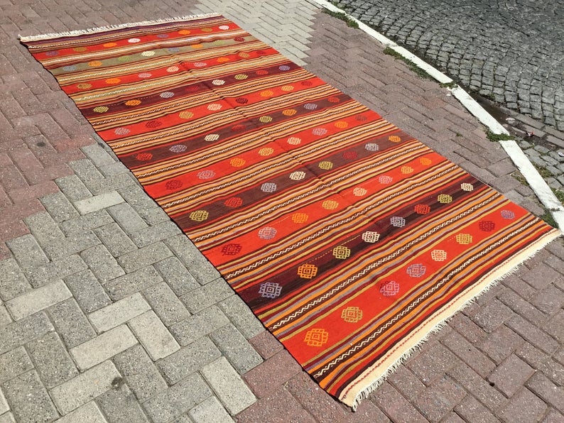 Vintage Turkish Kilim Rug 301cm x 162cm 45 Years Old