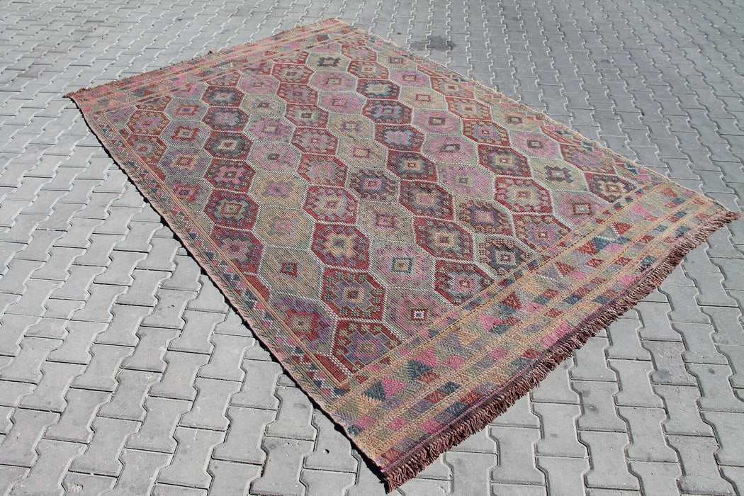 Vintage Turkish Kilim -matto 309cm x 212cm villapuuvilla