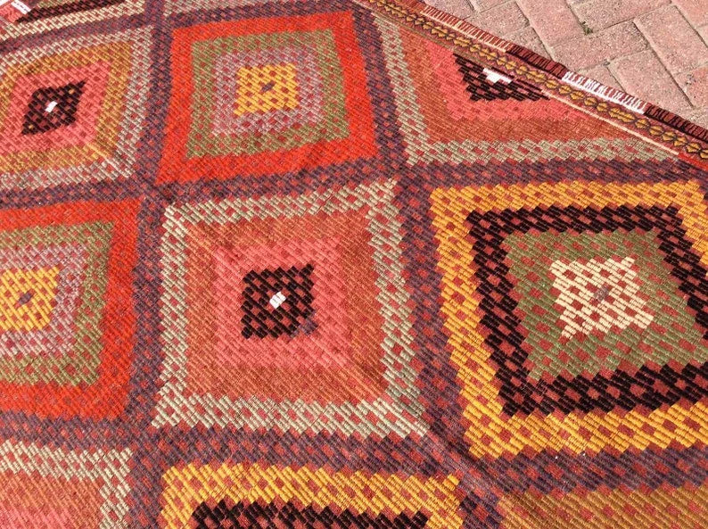 Vintage turkkilainen Kilim matto 310cm x 165cm käsinkudottua villaa