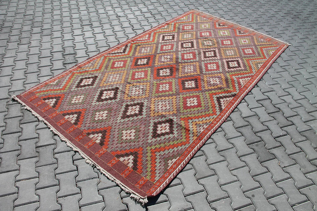 Vintage Turkish Kilim -matto 319cm x 172cm luonnonvillaa