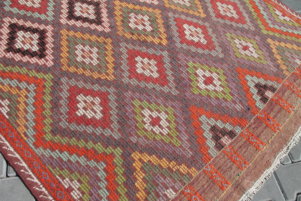 Vintage Turkish Kilim -matto 319cm x 172cm luonnonvillaa