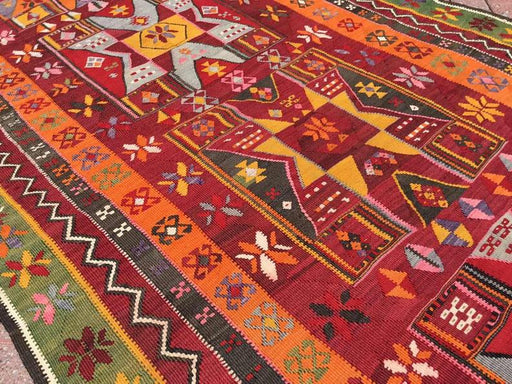 Vintage tyrkisk Kilim Rug 323cm x 151cm håndlaget ull