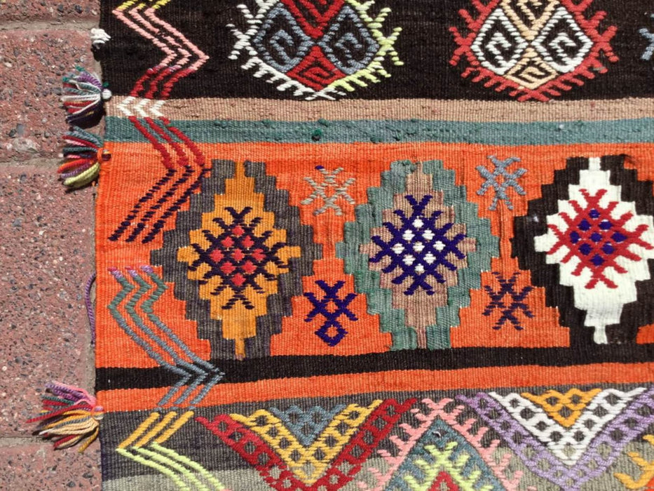 Vintage Turkish Kilim -matto 333cm x 173cm käsin kehrätty villa