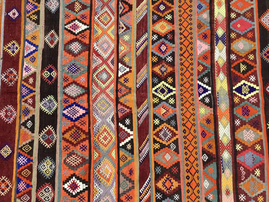 Vintage Turkish Kilim -matto 333cm x 173cm käsin kehrätty villa