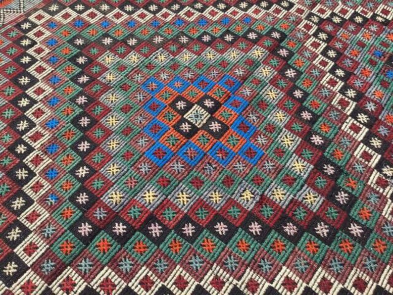 Vintage Turkish Kilim -matto 338cm x 175cm villavuohenkarvat