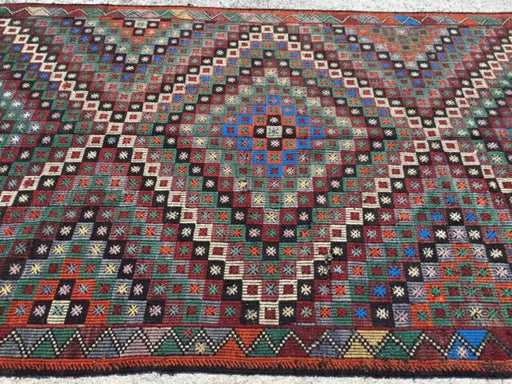 Vintage tyrkisk kilim teppe 338cm x 175 cm ull geithår