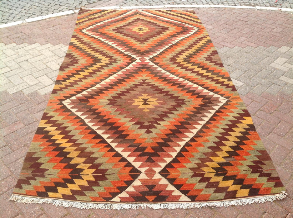 Vintage Turkse Kelim-tapijt 345 cm x 178 cm handgeweven