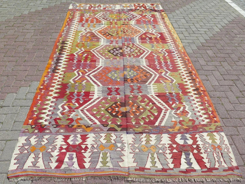 Vintage Turkish Kilim Rug 363cm x 193cm Hallway Runner