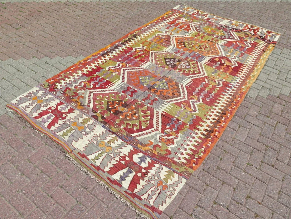 Vintage Turkish Kilim Rug 363cm x 193cm Hallway Runner