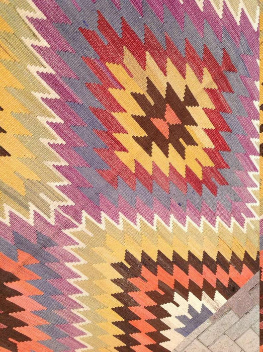 Vintage turkkilainen Kilim matto 391cm x 160cm käsin kehrätty villa