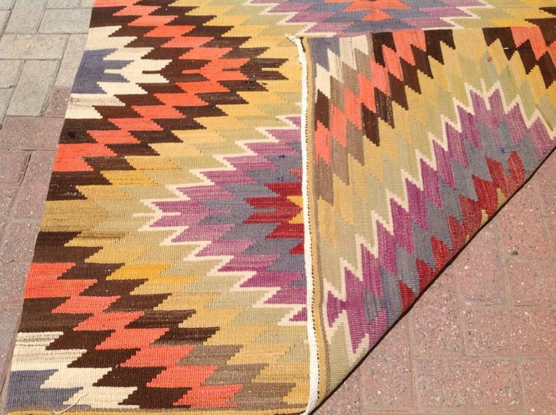 Vintage turkkilainen Kilim matto 391cm x 160cm käsin kehrätty villa