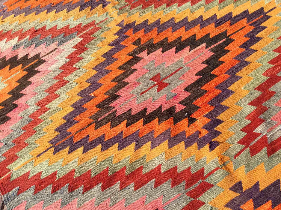 Vintage turkkilainen Kilim -matto Cece 150cm x 221cm