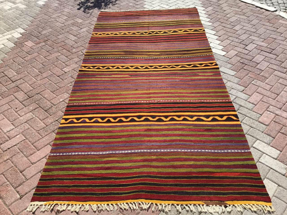 Vintage turkkilainen Kilim matto Jen 163cm x 292cm 100% villaa