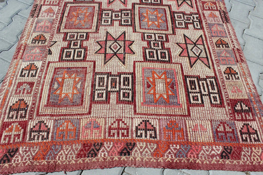 Vintage turkkilainen Kilim Runner 123cm x 212cm 60 vuotta vanha