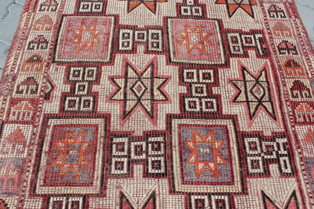 Vintage turkkilainen Kilim Runner 123cm x 212cm 60 vuotta vanha