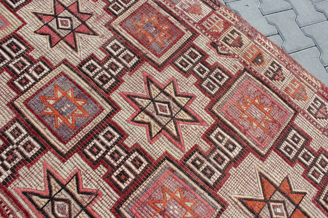 Vintage turkkilainen Kilim Runner 123cm x 212cm 60 vuotta vanha