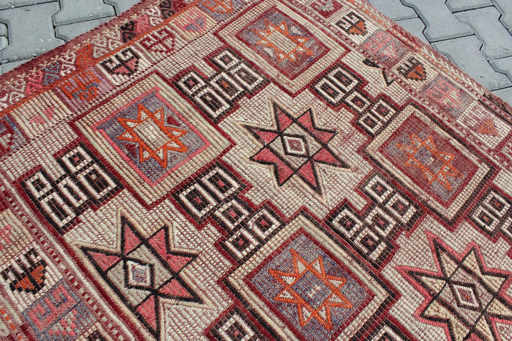 Vintage turkkilainen Kilim Runner 123cm x 212cm 60 vuotta vanha