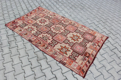 Vintage turkkilainen Kilim Runner 123cm x 212cm 60 vuotta vanha