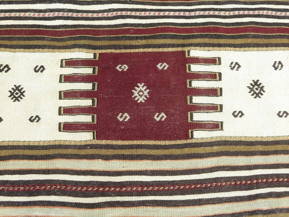 Vintage turkkilainen Kilim Runner 144cm x 288cm 60 vuotta vanha