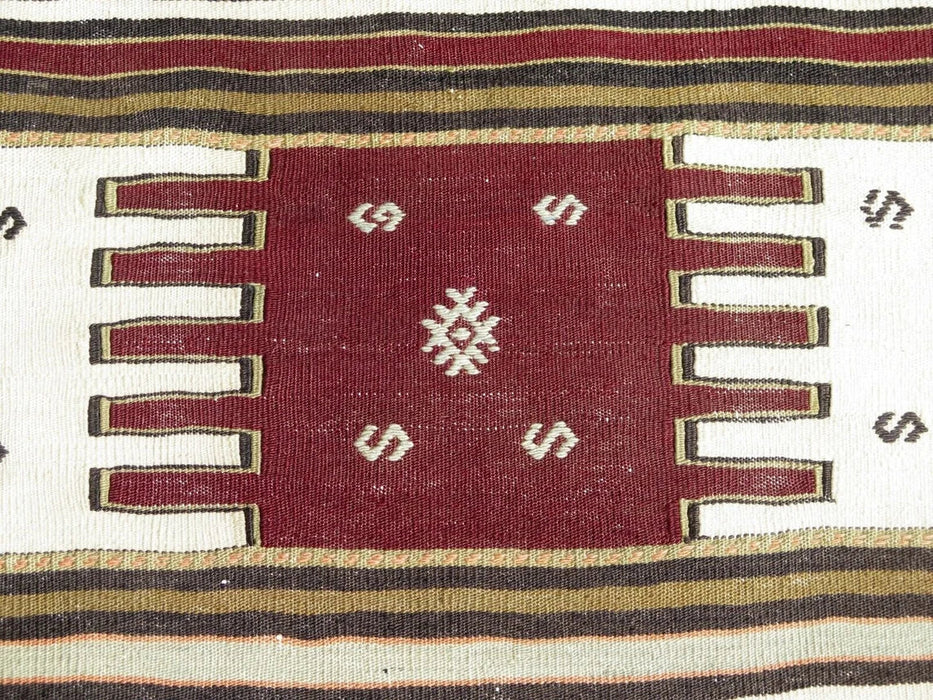 Vintage turkkilainen Kilim Runner 144cm x 288cm 60 vuotta vanha