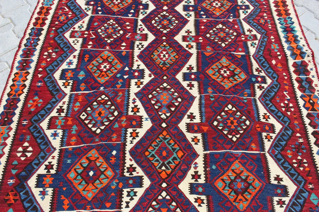 Vintage turkkilainen Kilim Runner 229cm x 156cm #372