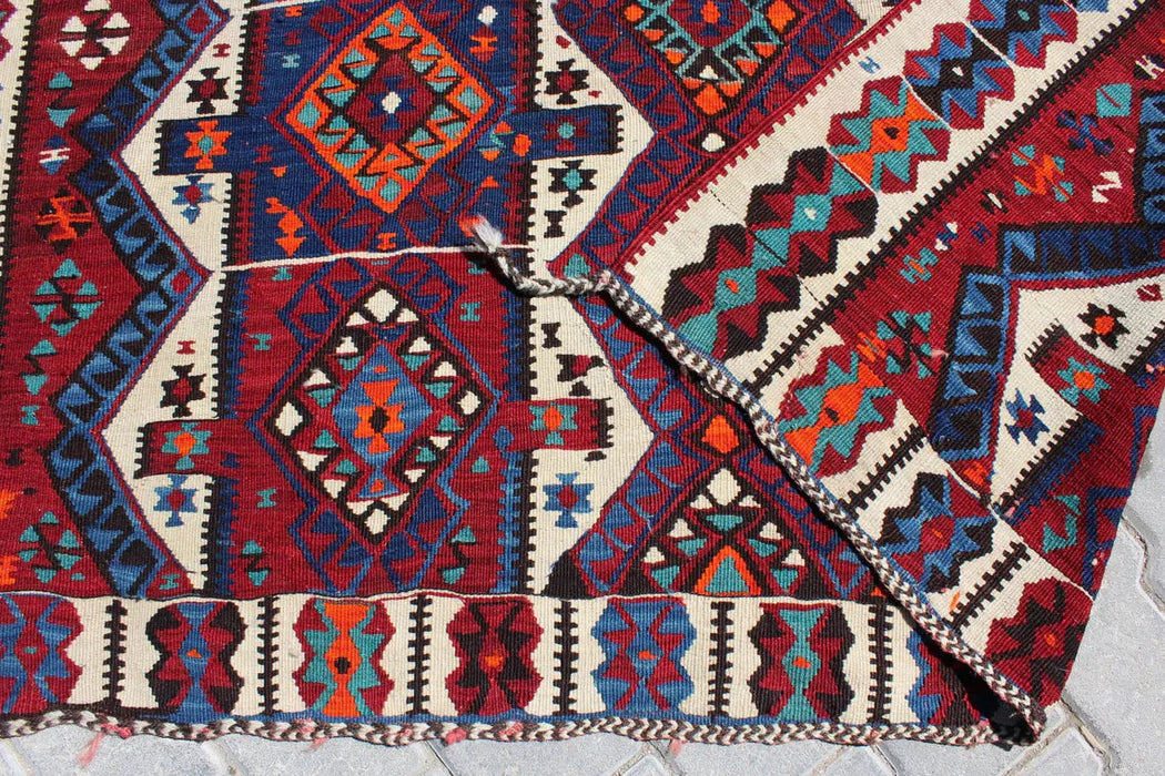 Vintage turkkilainen Kilim Runner 229cm x 156cm #372