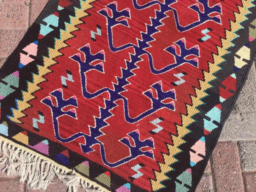 Vintage turkkilainen Kilim Runner 241cm x 75cm käytävämatto