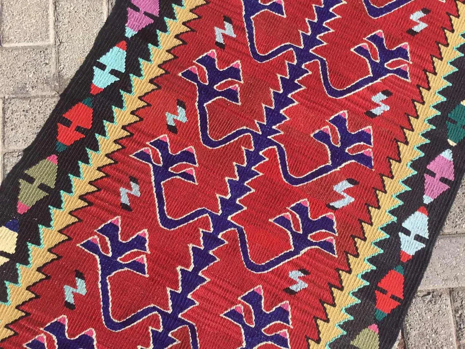 Vintage turkkilainen Kilim Runner 241cm x 75cm käytävämatto