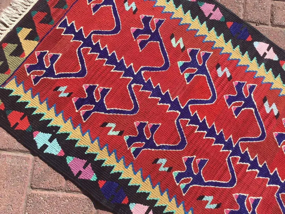 Vintage turkkilainen Kilim Runner 241cm x 75cm käytävämatto