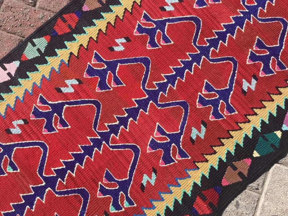 Vintage turkkilainen Kilim Runner 241cm x 75cm käytävämatto